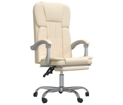 Silla de oficina reclinable cuero sintético crema