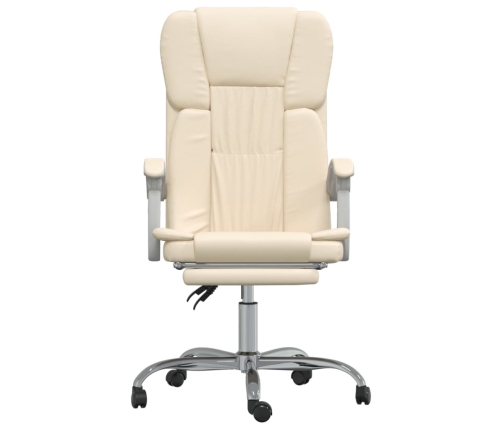 Silla de oficina reclinable cuero sintético crema