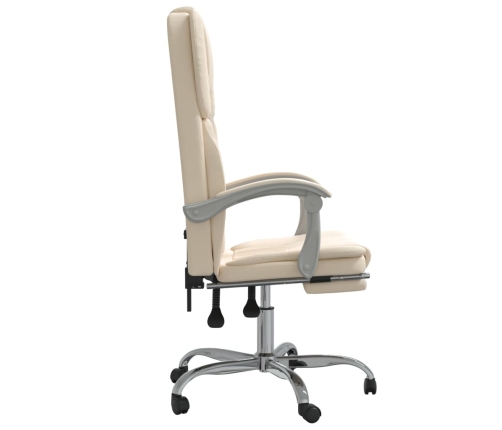 Silla de oficina reclinable cuero sintético crema