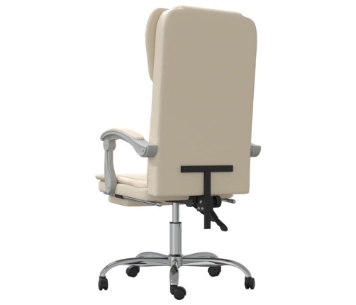 Silla de oficina reclinable cuero sintético crema