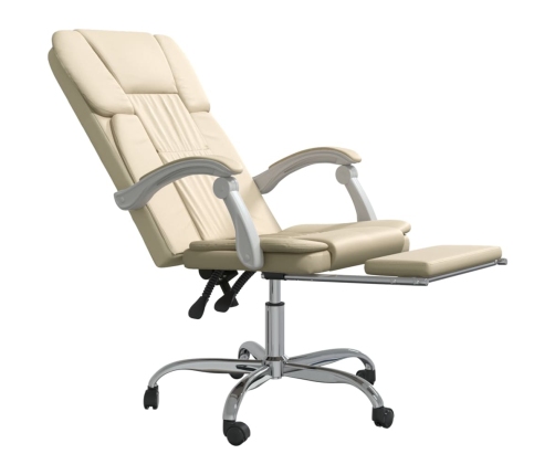 Silla de oficina reclinable cuero sintético crema