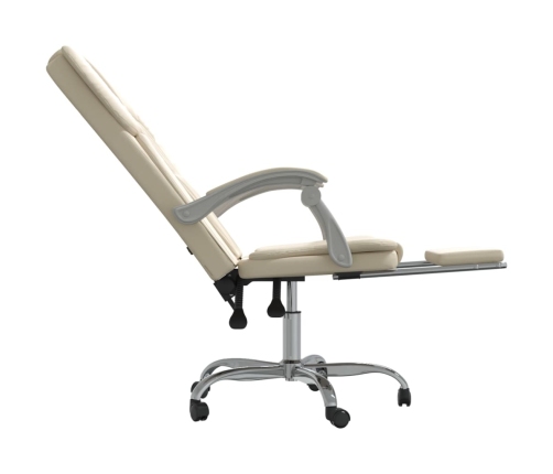 Silla de oficina reclinable cuero sintético crema