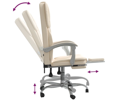 Silla de oficina reclinable cuero sintético crema