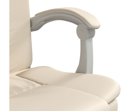 Silla de oficina reclinable cuero sintético crema