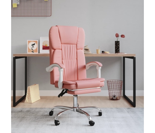 Silla de oficina reclinable cuero sintético rosa