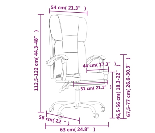 Silla de oficina reclinable cuero sintético blanco