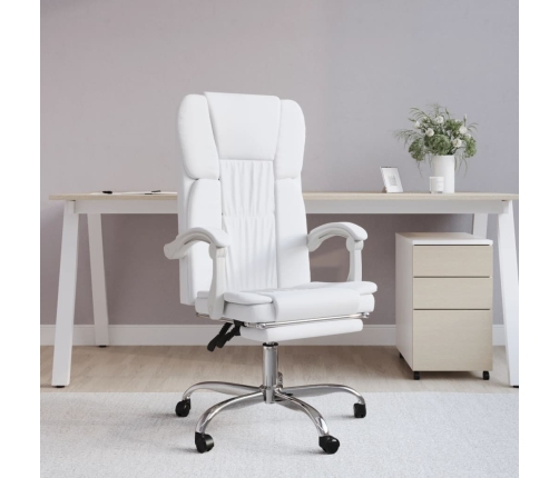 Silla de oficina reclinable cuero sintético blanco