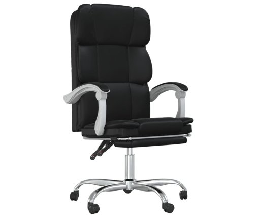 Silla de oficina reclinable cuero sintético negro