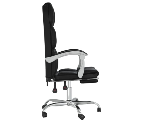 Silla de oficina reclinable cuero sintético negro