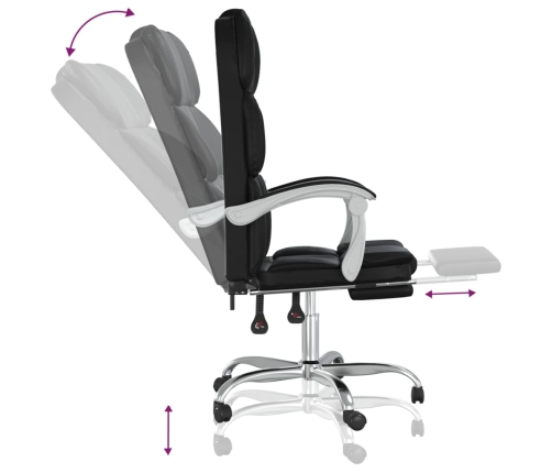 Silla de oficina reclinable cuero sintético negro