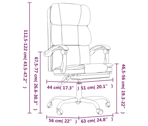 Silla de oficina reclinable cuero sintético negro