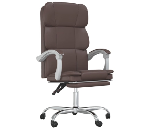 Silla de oficina reclinable cuero sintético marrón