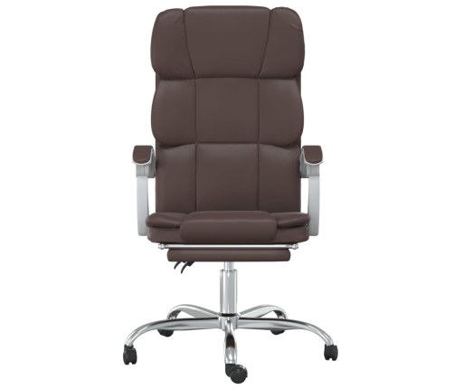 Silla de oficina reclinable cuero sintético marrón