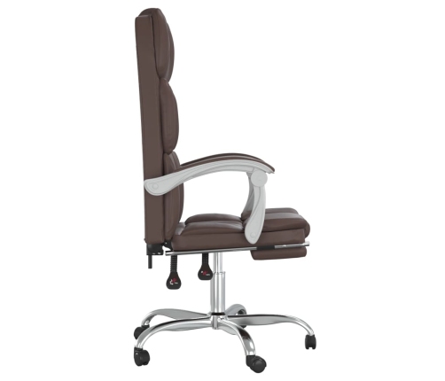 Silla de oficina reclinable cuero sintético marrón