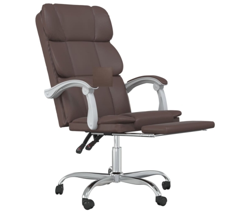 Silla de oficina reclinable cuero sintético marrón