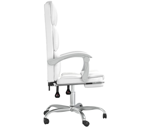 Silla de oficina reclinable cuero sintético blanco