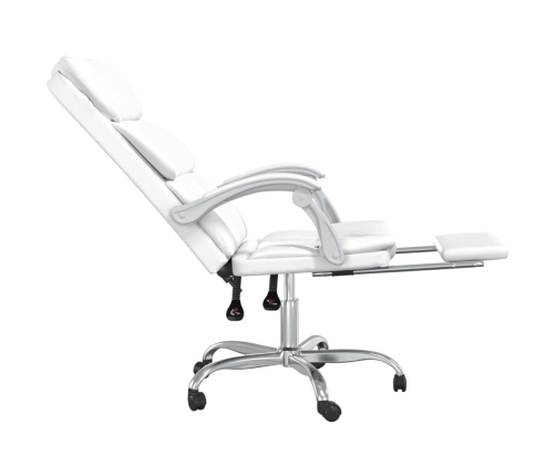 Silla de oficina reclinable cuero sintético blanco