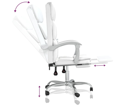 Silla de oficina reclinable cuero sintético blanco