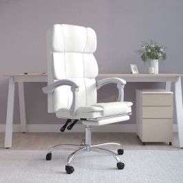 Silla de oficina reclinable cuero sintético blanco