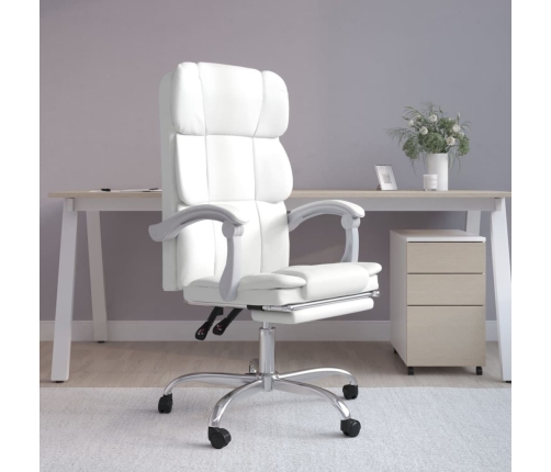 Silla de oficina reclinable cuero sintético blanco