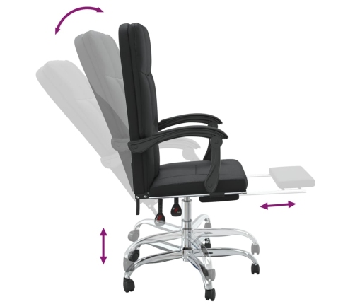 Silla de oficina reclinable cuero sintético negro