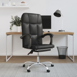 Silla de oficina reclinable cuero sintético negro