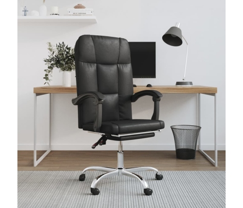 Silla de oficina reclinable cuero sintético negro