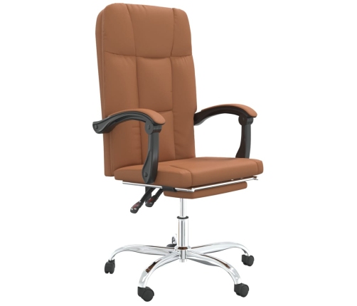 Silla de oficina reclinable cuero sintético marrón