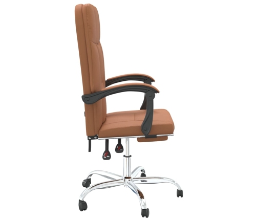 Silla de oficina reclinable cuero sintético marrón