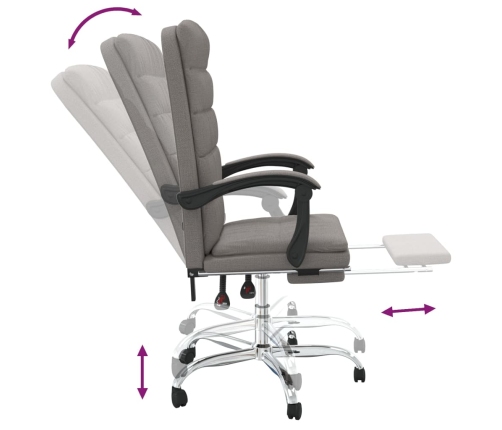 Silla de oficina reclinable de tela gris taupé