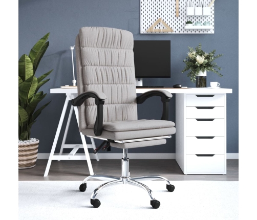 Silla de oficina reclinable de tela gris taupé