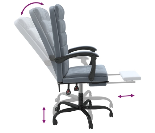 Silla de oficina reclinable de terciopelo gris oscuro