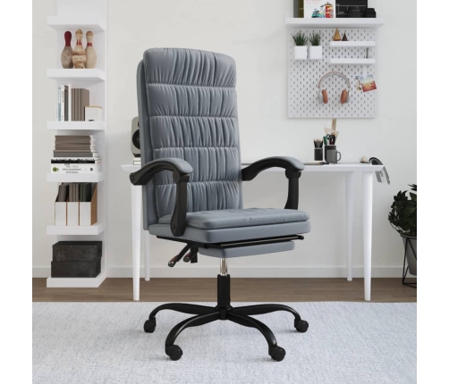 Silla de oficina reclinable de terciopelo gris oscuro