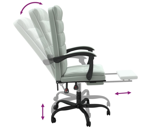 Silla de oficina reclinable de terciopelo gris claro