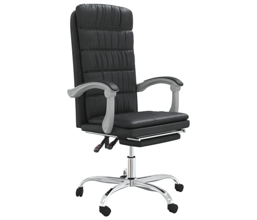 Silla de oficina reclinable cuero sintético negro