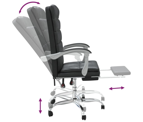 Silla de oficina reclinable cuero sintético negro