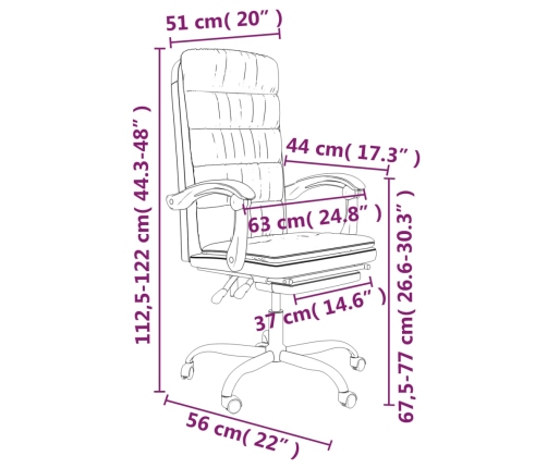 Silla de oficina reclinable cuero sintético negro