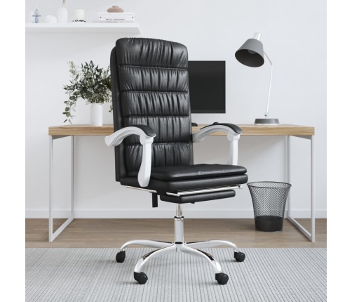 Silla de oficina reclinable cuero sintético negro