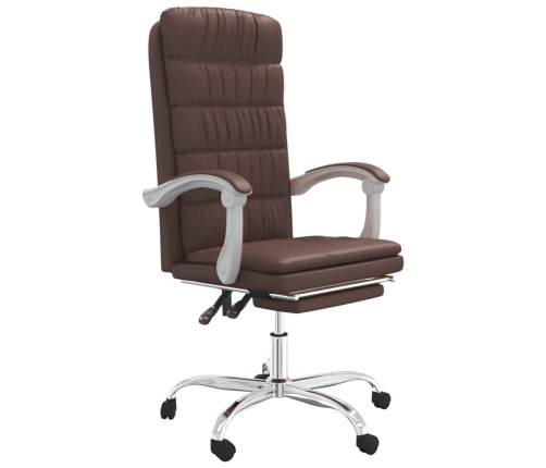 Silla de oficina reclinable cuero sintético marrón