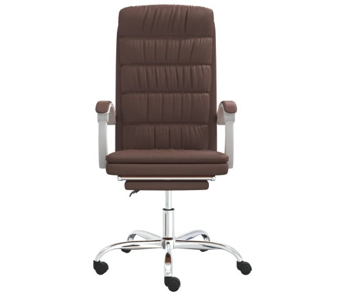 Silla de oficina reclinable cuero sintético marrón