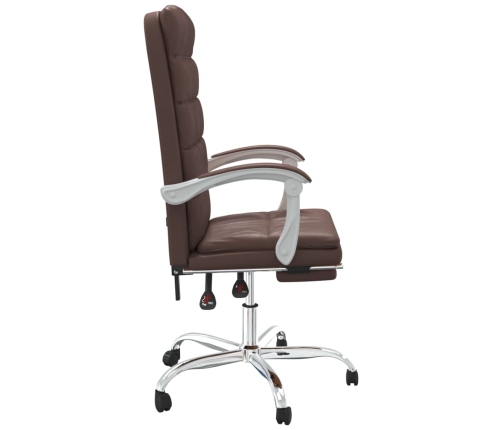 Silla de oficina reclinable cuero sintético marrón