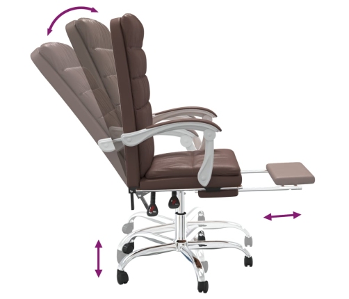 Silla de oficina reclinable cuero sintético marrón