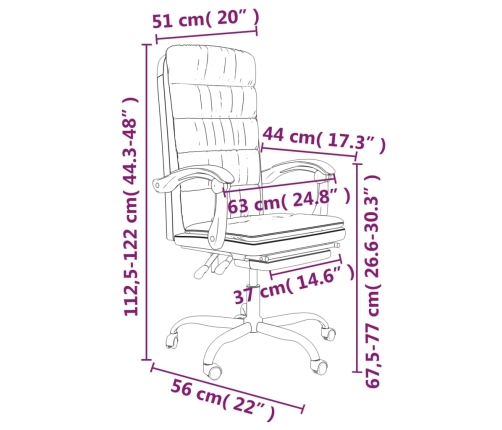 Silla de oficina reclinable cuero sintético marrón