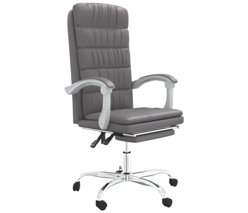 Silla de oficina reclinable cuero sintético gris