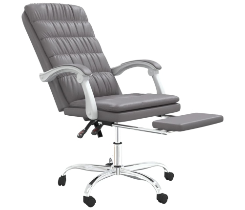 Silla de oficina reclinable cuero sintético gris