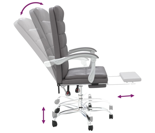 Silla de oficina reclinable cuero sintético gris