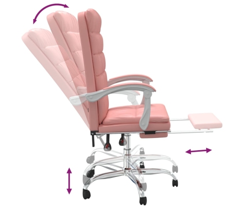 Silla de oficina reclinable cuero sintético rosa