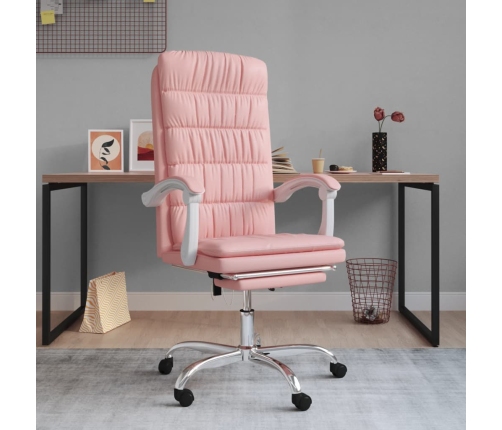 Silla de oficina reclinable cuero sintético rosa