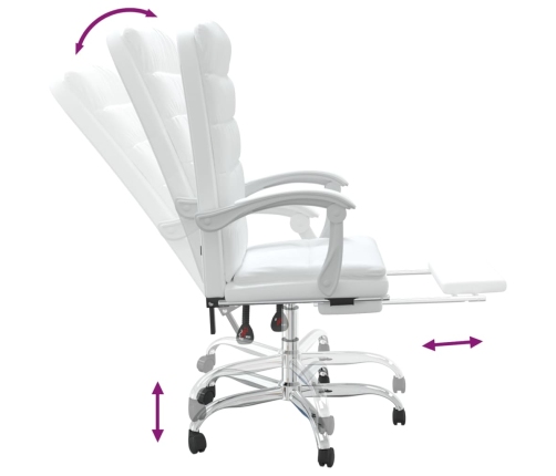 Silla de oficina reclinable cuero sintético blanco