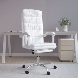 Silla de oficina reclinable cuero sintético blanco